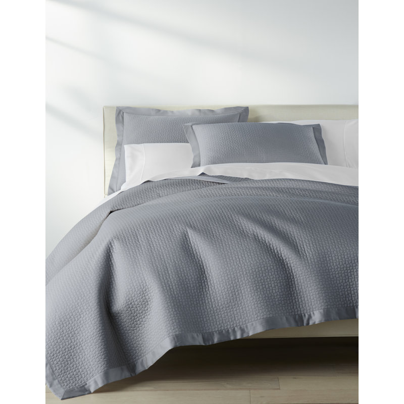 Hamilton Blue Quilted Polyester Coverlet, Twin Size