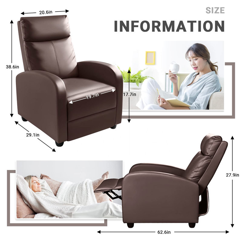 Recliner Chair with Lumbar Support, Brown