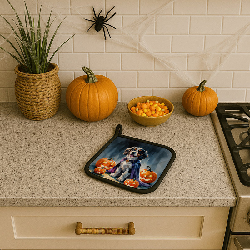 Welsh Springer Spaniel Puppy Halloween Pair of Pot Holders