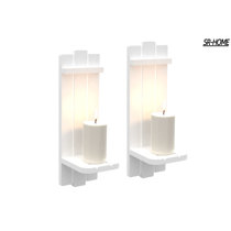 White Candle Sconces Wall Decor Set of 2 Handmade Wall Sconce