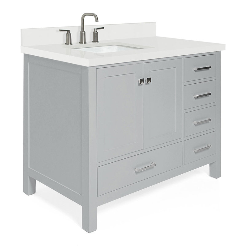 Ensemble de meuble-lavabo simple 43 po Cambridge, Gris, Forme rectangulaire, Gauche