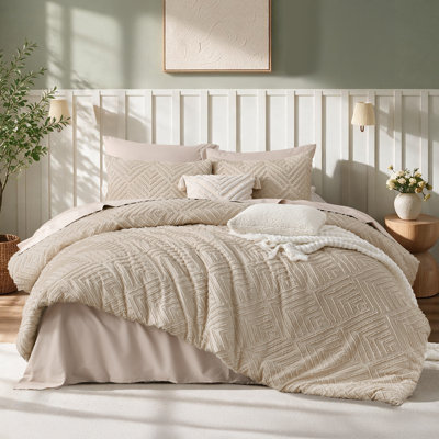 Édredon Andency Avoine très grand californien, ensemble de literie 3 pièces Boho, collections d'édredon moelleux de style campagnard pour toutes les saisons (1 édredon de 104 x 96 po, 2 taies d'oreiller)
