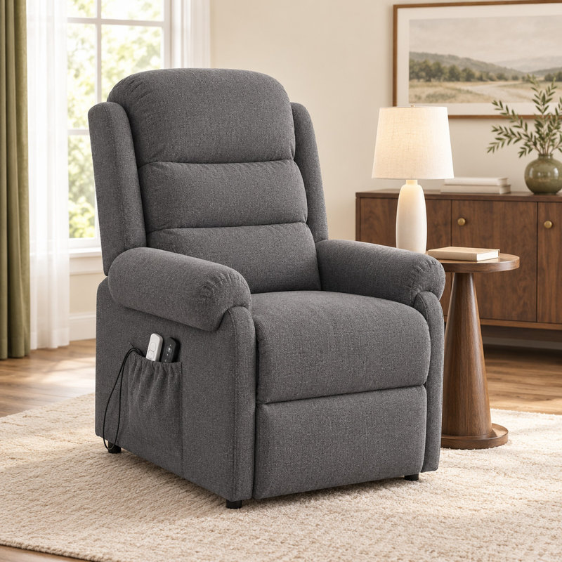 Fauteuil inclinable électrique rembourré de 76 cm de large avec poches latérales de massage et de chauffage - Gris foncé