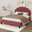 Lit plateforme tapissier avec tête de lit en velours floral Tayveion-1205272084-1205272085-1170521891
