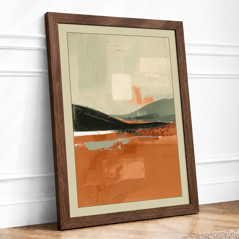 Rust Horizon Minimalist - Framed Print, Walnut, A3 - 42.0 x 29.7 cm