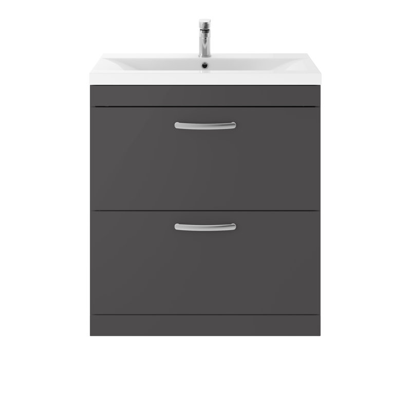 Athena 805mm Single Bathroom Vanity with Integrated Ceramic Basin, Gloss White