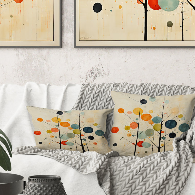 Coussin décoratif minimaliste beige Mid Century