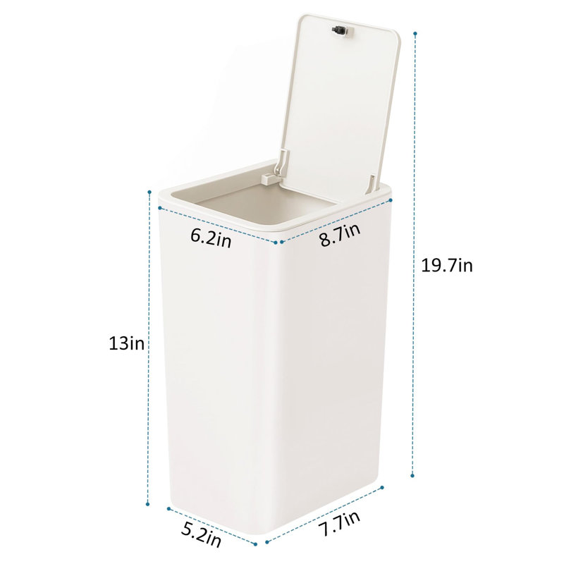 Poubelle de salle de bain avec couvercle, Blanc