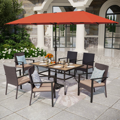 6 - Person Rectangular Patio Dining Set with Cushions included
