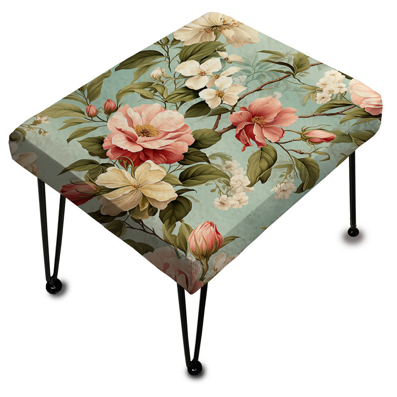 Motif botanique antique de pivoines - Repose-pieds rectangulaire floral
