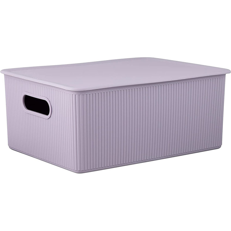 Ensemble de boîtes en plastique nervuré, 1, Lilac