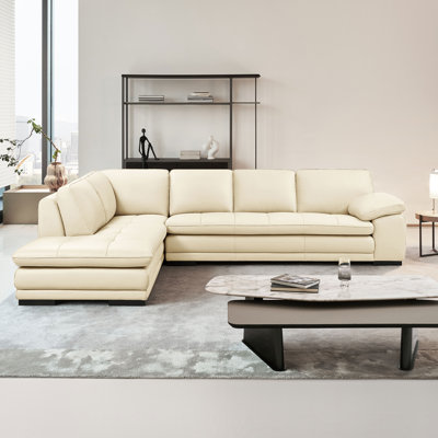 124" Wide Leather Match Sofa & Chaise