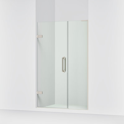 Components 45-1/4-In46-In W X 71-1/2-In H Frameless Pivot Shower Door With 3/8-In Crystal Clear Glass And Back-To-Back Vertical Door Pulls