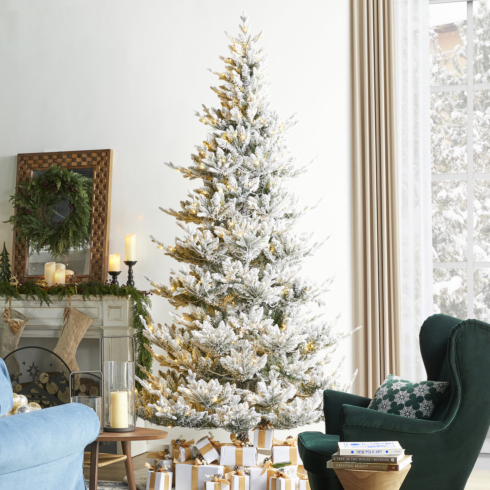 Slim Frosted 9' Pre-Lit Fir Christmas Tree, 9'