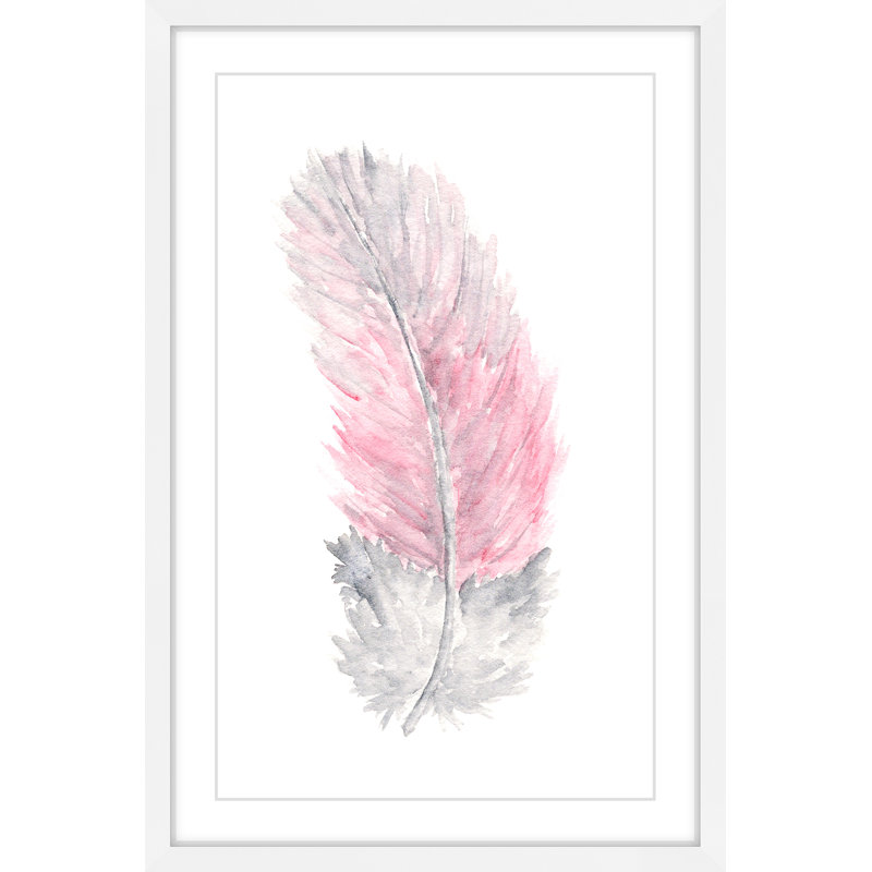 «Pink Feather» par Thimble Sparrow, reproduction encadrée, H 30 po x l 20 po x P 1,5 po