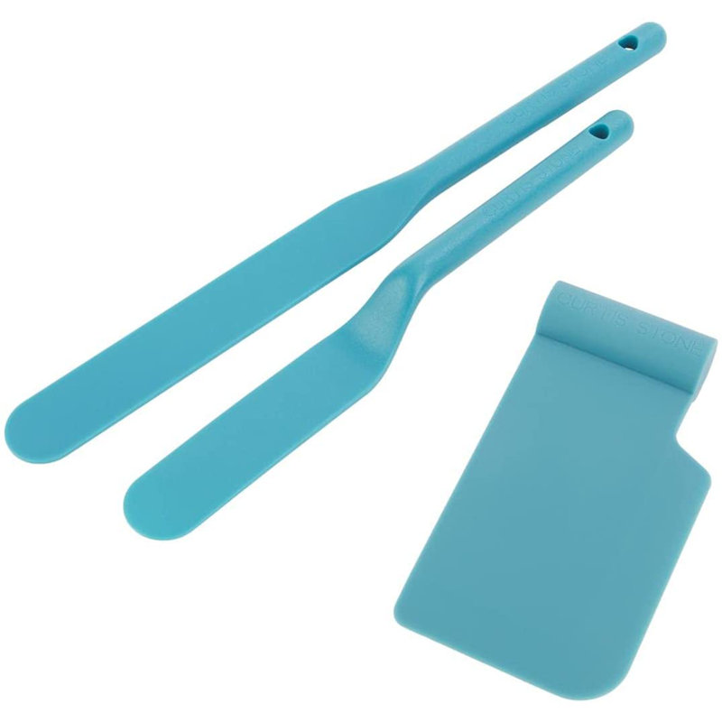 Ensemble de 3 spatules en nylon et grattoir à bol, Turquoise / bleu