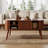 Modern 39.37" W Oval Coffee Table with Slatted Storage & Tapered Legs