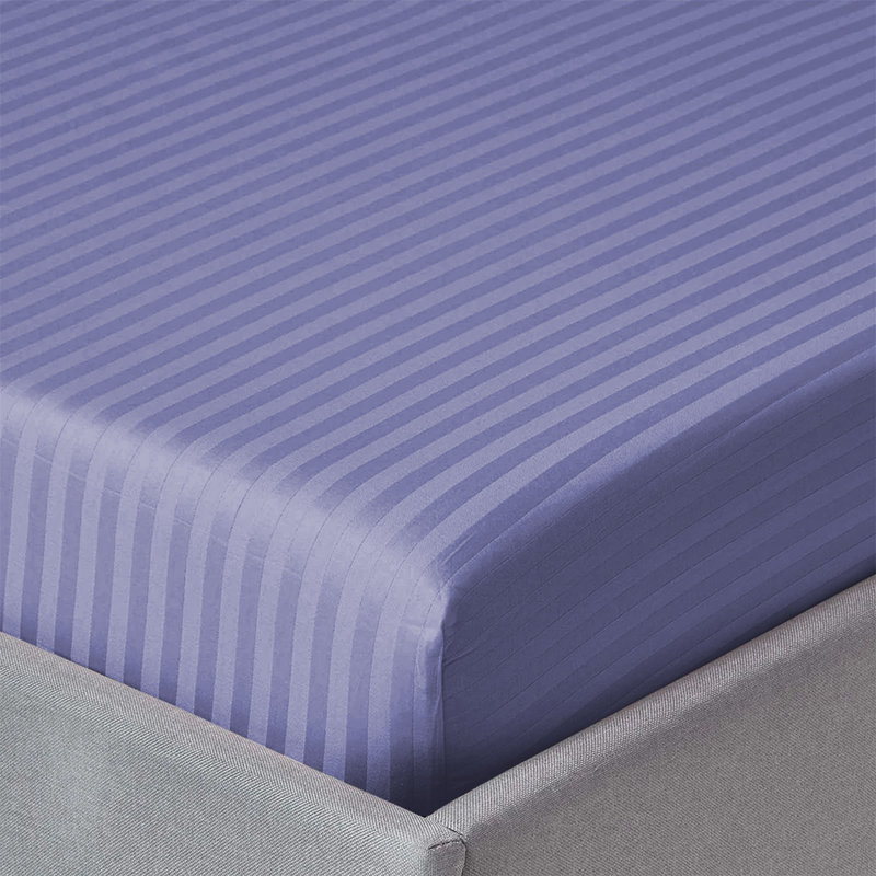 Spevek Soft & Cozy 40cm Extra Deep Pocket Microfiber Striped Fitted Sheet, Double (137 x 191 cm), Washed Blue