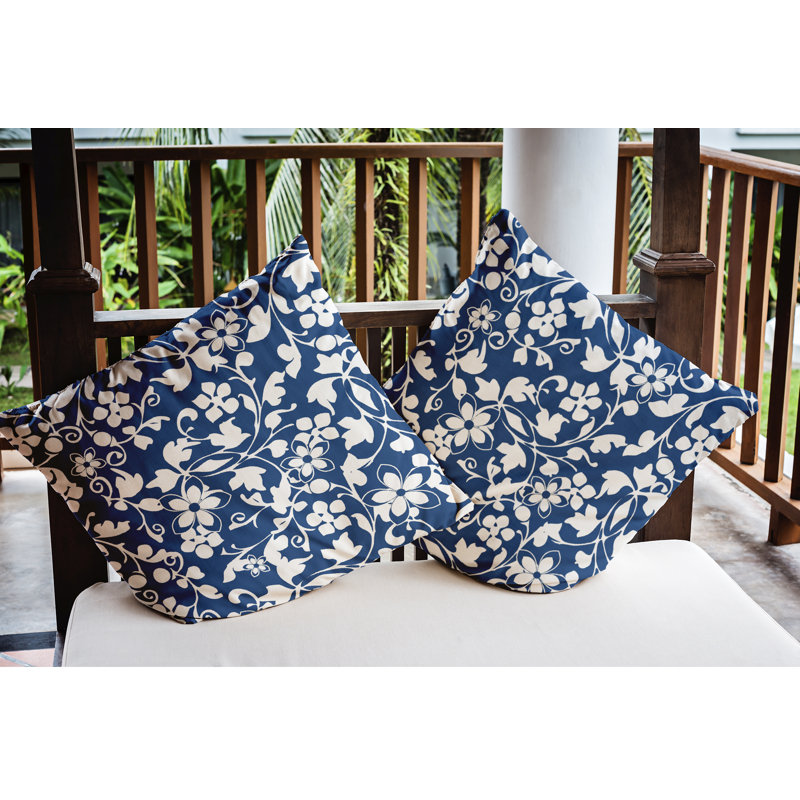 Coussin décoratif d'intérieur/d'extérieur, 18 po x 18 po, Bleu cobalt foncé