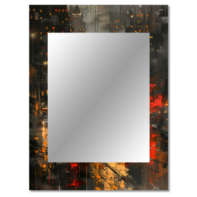 Yellow Grey Urban Haven city - City Unique Wall Mirror Decor, Industrial Large Mirror, Printed Metal Art