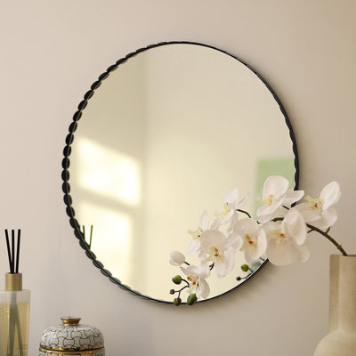 Miroir mural rond en métal