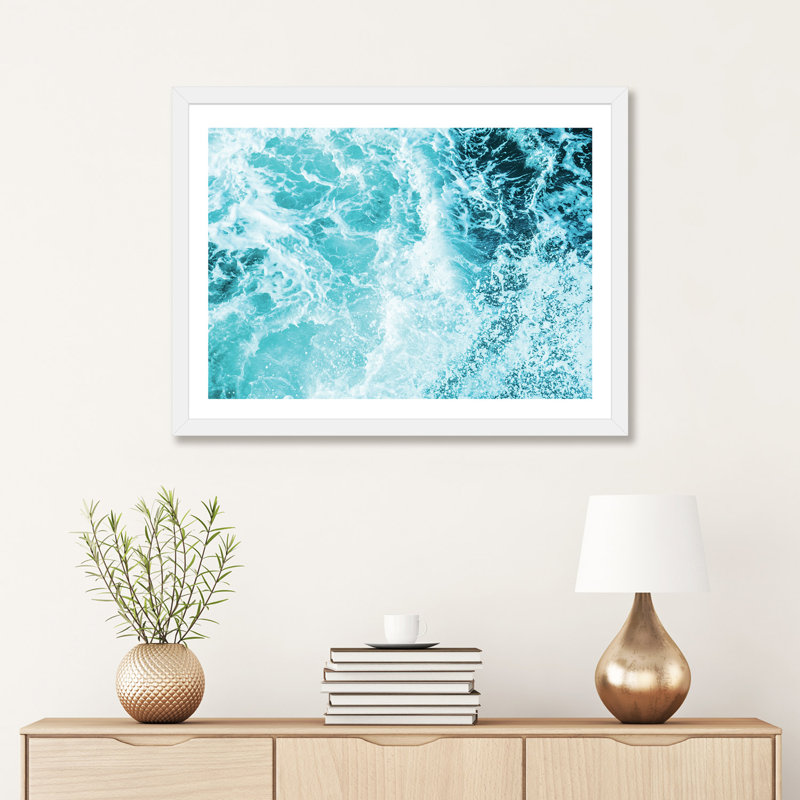 «Perfect Ocean Sea Waves» - Impression sur papier avec cadre flottant, H 24 po x l 32 po x P 1 po