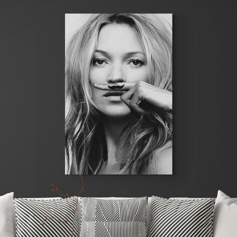 Kate Moss Finger Moustache - Wrapped Canvas Print, 20.5" H x 30.5" W x 3.8" D 