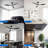 2pcs 52-inch Ceiling Fans With Lights And Remote Control Black-300285314-300285317