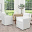 Chaise de salle à manger rembourrée en lin avec roulettes interchangeables et pieds fixes (ensemble de 2) Cathlino-109468733
