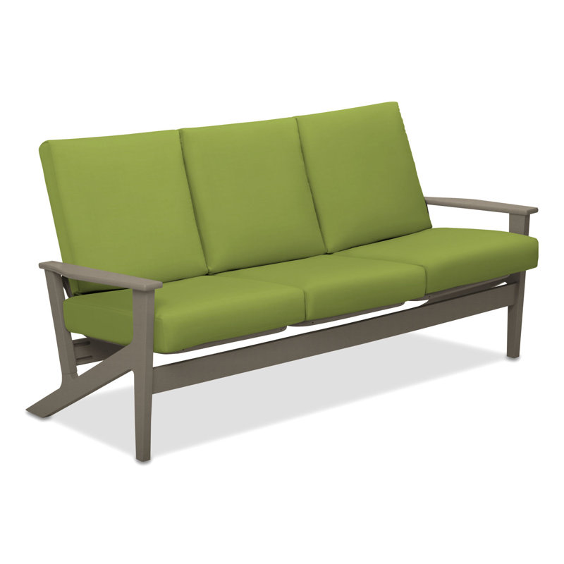 Chrisa 74.5'' Wide Patio Sofa with Cushions, Lime, Desert