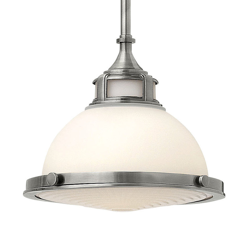 Mini Amelia Etched Opal LED Pendant in Polished Antique Nickel
