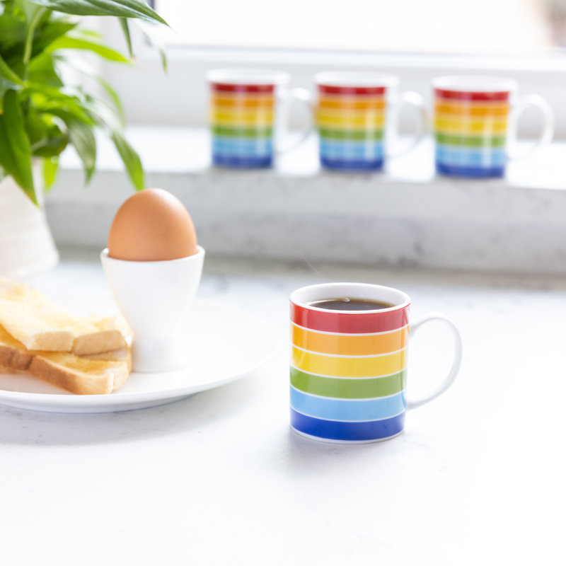 KitchenCraft 80ml Porcelain Rainbow Espresso Cups, 6