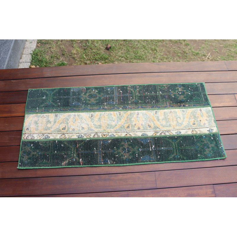 Handcrafted Traditional Green Turkish Rug Ideal for Home and Office Spaces