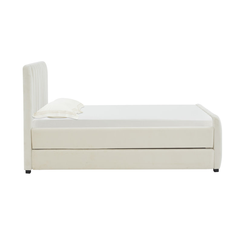 Upholstered Platform Bed, Cream