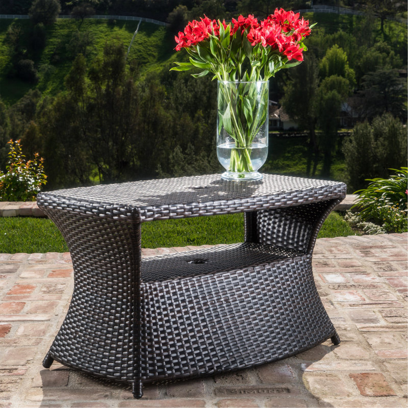 Chaise Lounge Side Table, Brown Multi