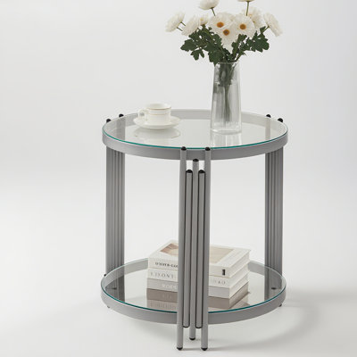 Breannon Glass Top End Table For Living Room, Bedroom, or Office