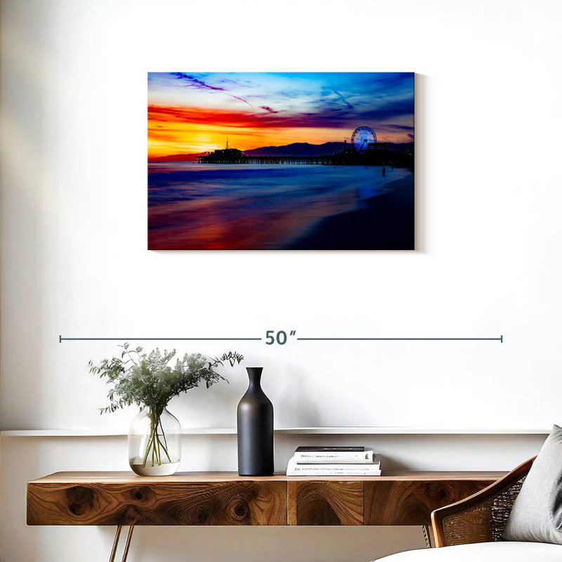 Gillard, Santa Monica, jetée, ciel, coucher de soleil, H 20 po x l 30 po