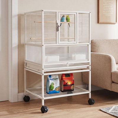 Grande cage à oiseaux de 32 pouces pour perroquets et cockatiels, cage de vol en fil métallique robuste avec plateau coulissant amovible, intérieur spacieux pour les pinsons et les tourtereaux