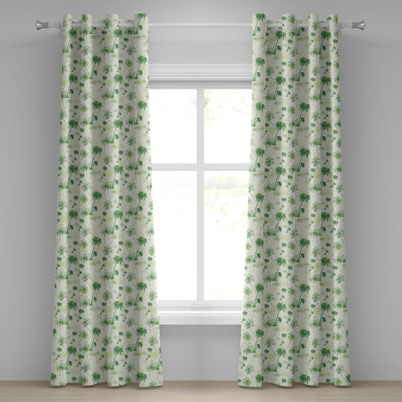 Rideau décoratif à œillets 2 panneaux East Urban Home Hawaii, 50 po, vert forêt / vert pâle, L 50 po x L 108 po