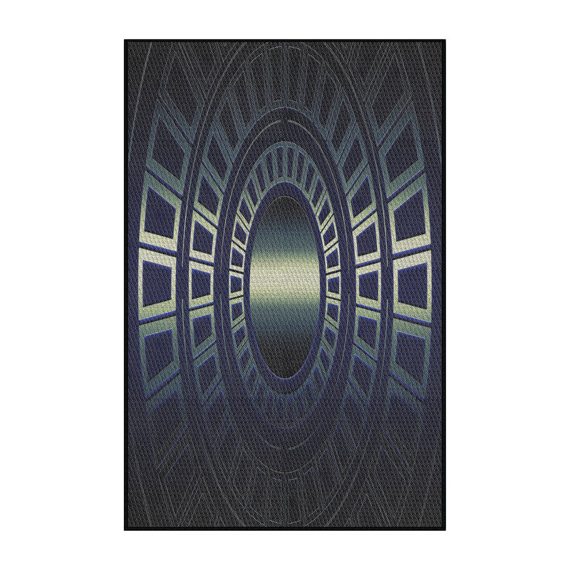 Tapis décoratif géométrique noir, Rectangle 2 pi x 4 pi