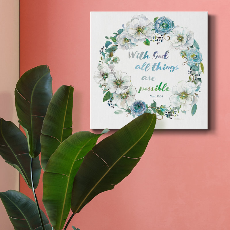 Floral Scripture Wreath II - impression sur toile tendue, H 10 po x l 10 po x P 1,5 po