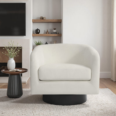 Velvet Upholstered Swivel Barrel Chair
