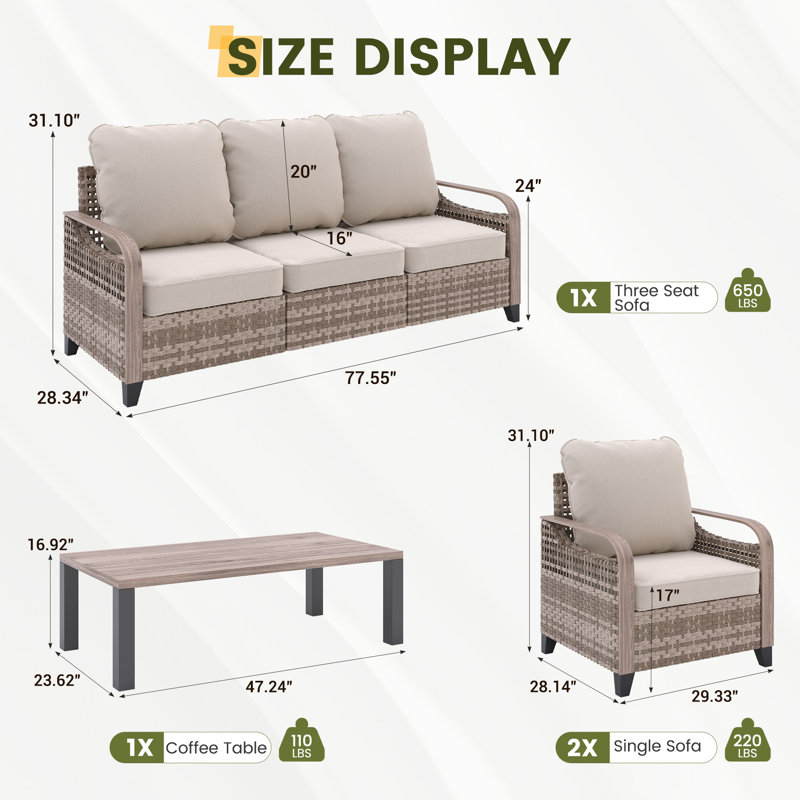 Ensemble de conversation pour 5 personnes avec table basse