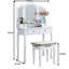 Coiffeuse et table de maquillage en bois blanc avec ensemble de détails artisanaux-1725592678