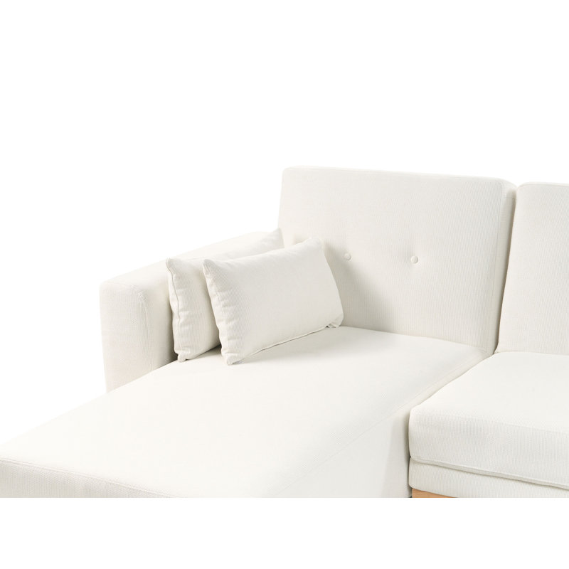 KAARINA 3 Seater Sofa Bed, Right Hand Facing, White Fabric