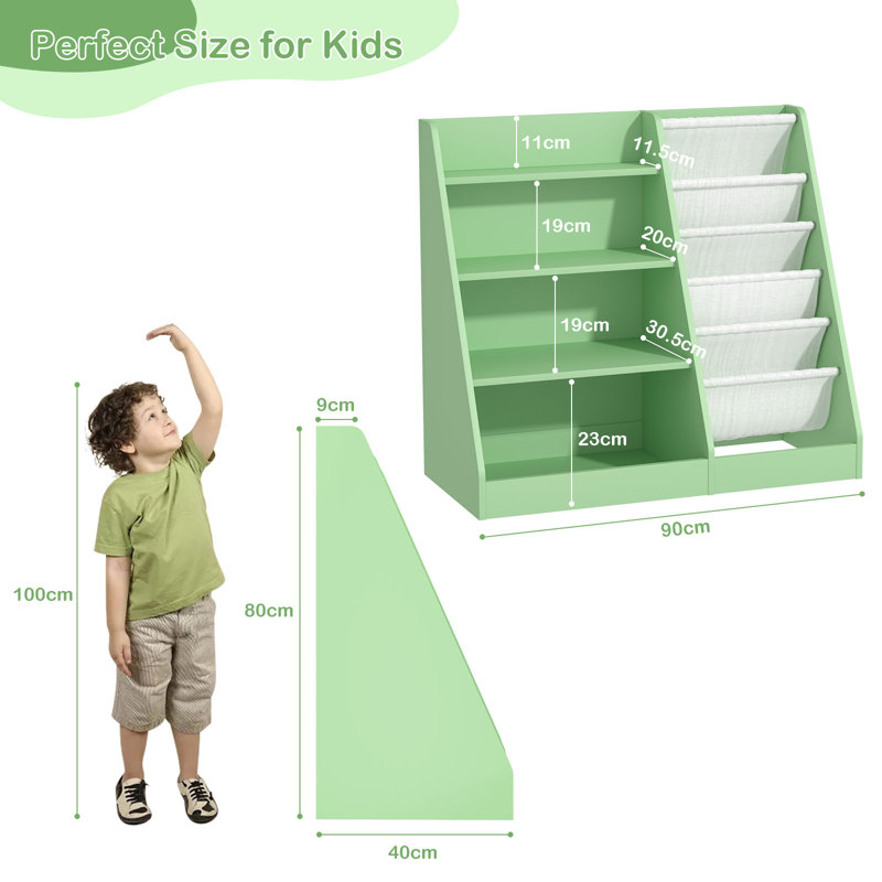 Johnson Standard Bookcase, Storage Book Rack, Organizer Cabinet, Book Display, Green, (4 Shelves) 80cm H x 90cm W x 40cm D