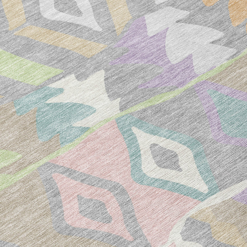 Machine Washable Indoor/Outdoor Chantille ACN2844 Lodge Rug, Pewter, 2'6" x 3'10"