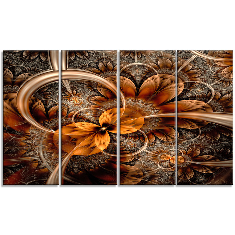 « dark orange fractal fleur », impression à multiples images sur toile