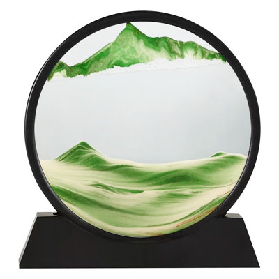 12" Art Painting Deep Sea Round Glass Desktop 3D Moving Sand Art Picture