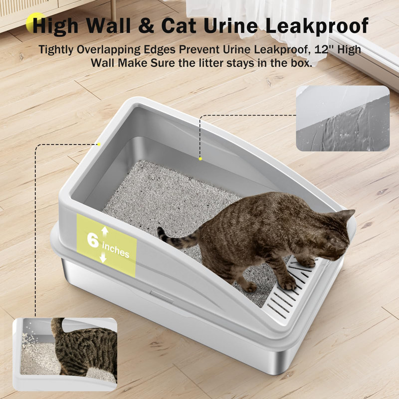 Stainless Steel Litter Box, ‎Silvery Grey
